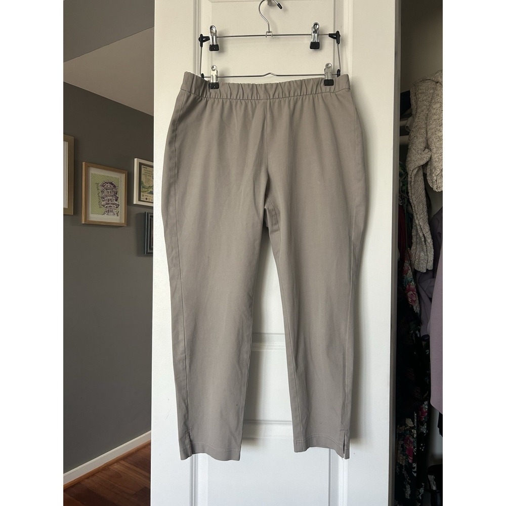Eileen Fisher Straight Pull On Pants Organic Cotton Gray Crop Size Medium